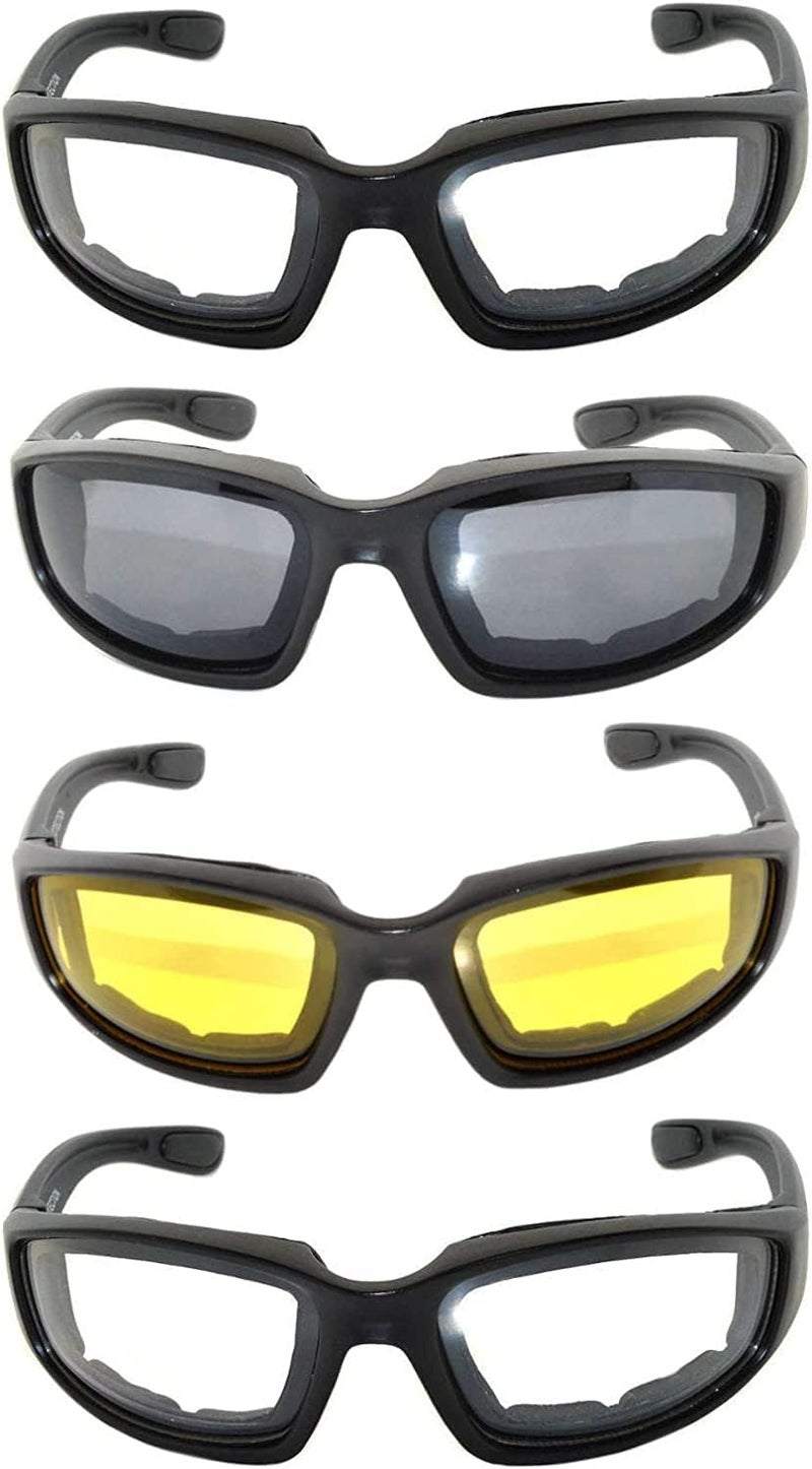 OWL Motorcycle Riding Sport Sunglasses Assorted Color Multipacks, Unisex Foam Padded Wind Blocking Glasses UV400 Protection - Image 2